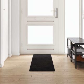 vidaXL Δερμάτινο Χαλί Μαύρο 50 x 250 εκ. 100% Πολυπροπυλένιο Τούφτα