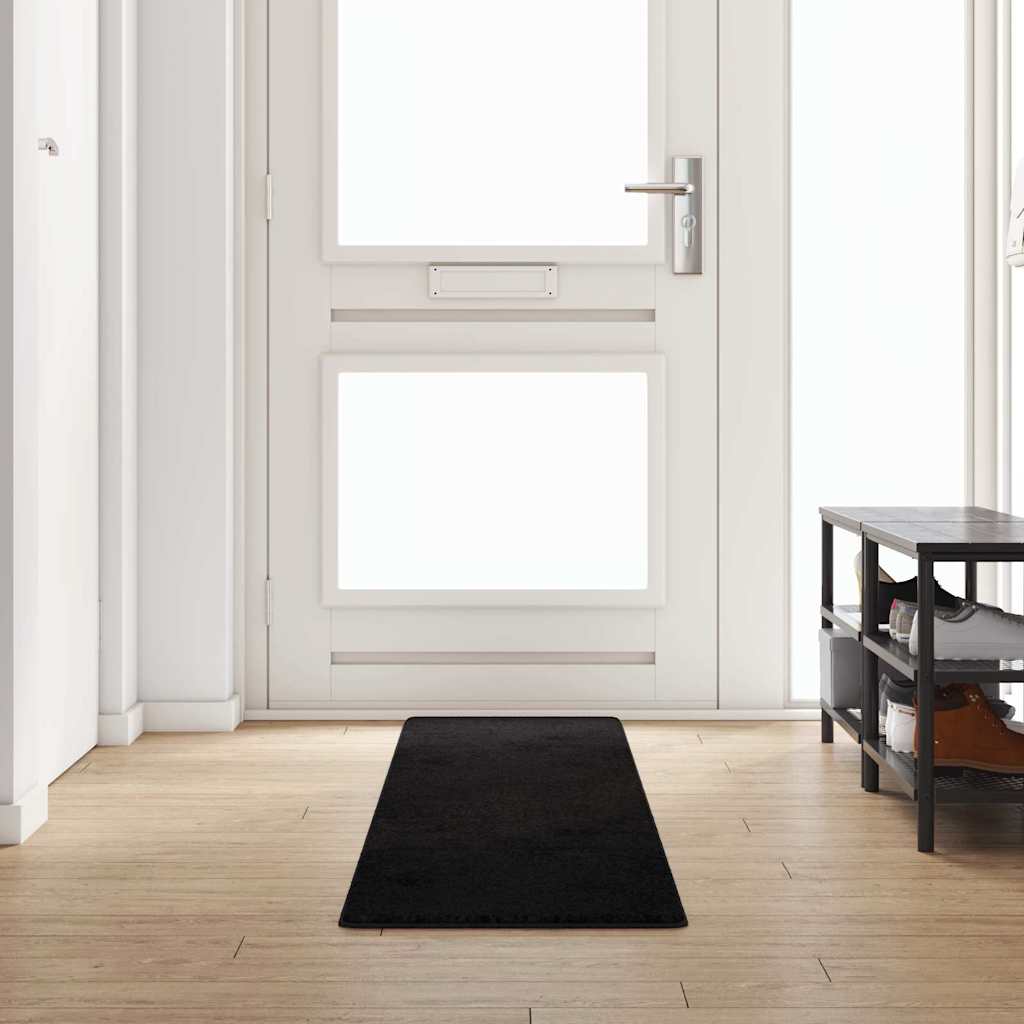 vidaXL Δερμάτινο Χαλί Μαύρο 50 x 300 εκ 100% Πολυπροπυλένιο Τούφτα