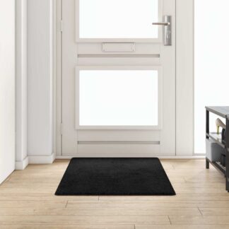 vidaXL Δερμάτινο Χαλί Μαύρο 80 x 150 cm 100% Πολυπροπυλένιο Τούφτα