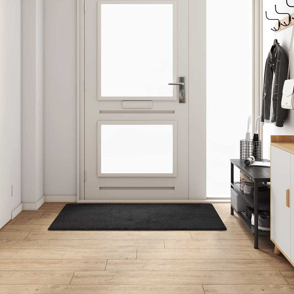 vidaXL Δερμάτινο Χαλί Μαύρο 80 x 150 cm 100% Πολυπροπυλένιο Τούφτα - Image 3