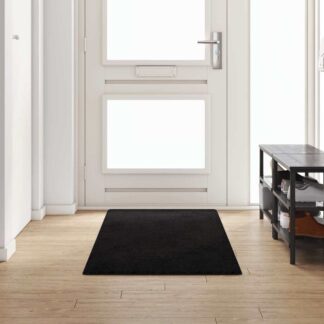 vidaXL Δερμάτινο Χαλί Μαύρο 80 x 250 cm 100% Πολυπροπυλένιο Τούφτα