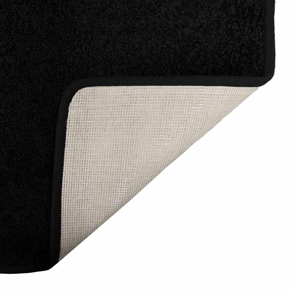 vidaXL Δερμάτινο Χαλί Μαύρο 100 x 300 cm 100% Πολυπροπυλένιο Τούφτα - Image 4