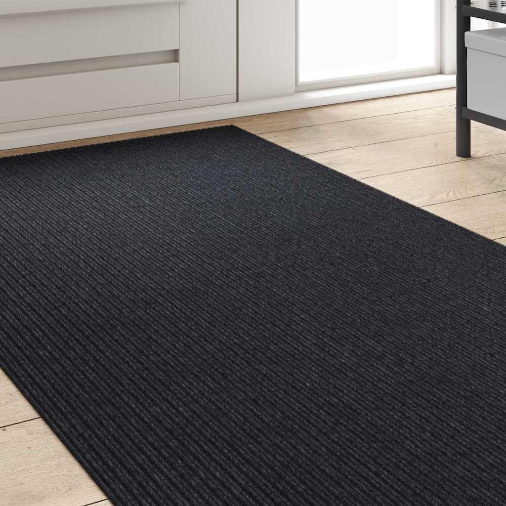 vidaXL Δερμάτινο Χαλί Ανθρακί 80 x 400 εκ. ύφασμα - Image 3