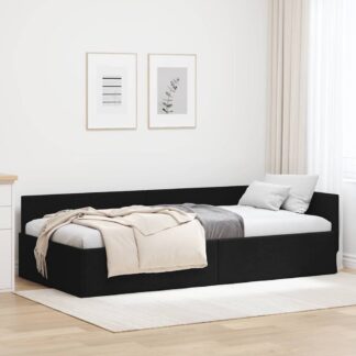 vidaXL Κρεβάτι Γωνίας Μαύρο 100 x 200 cm ύφασμα