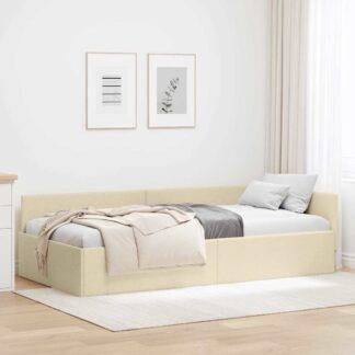 vidaXL Κρεβάτι Γωνίας Κρεμ 100 x 200 cm ύφασμα