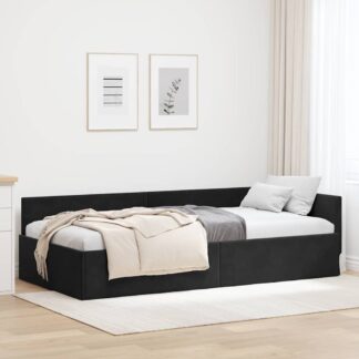 vidaXL Κρεβάτι Γωνίας Μαύρο 100 x 200 cm Βελούδο