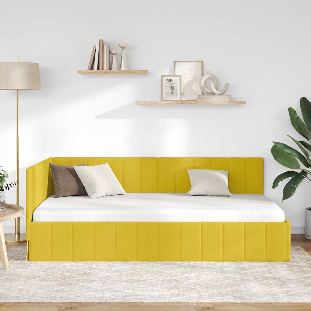 vidaXL Κρεβάτι Γωνίας Κίτρινο 90 x 190 cm Βελούδο - Image 3