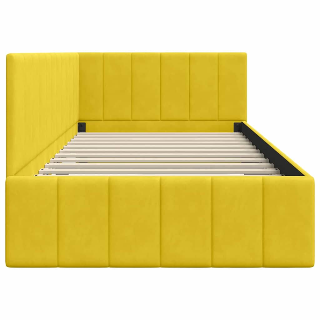 vidaXL Κρεβάτι Γωνίας Κίτρινο 90 x 190 cm Βελούδο - Image 6