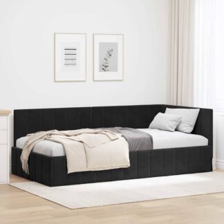 vidaXL Κρεβάτι Γωνίας Μαύρο 90 x 200 cm Βελούδο