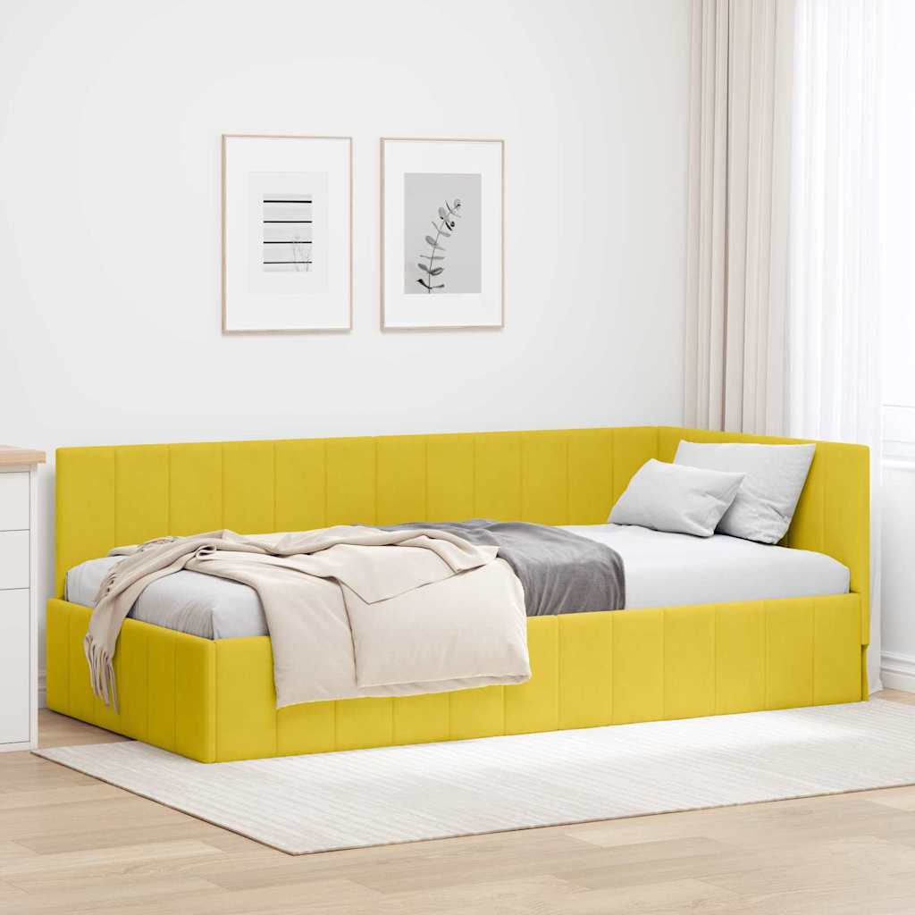 vidaXL Κρεβάτι Γωνίας Κίτρινο 90 x 200 cm Βελούδο