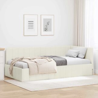vidaXL Κρεβάτι Γωνίας Κρεμ 90 x 200 cm Βελούδο