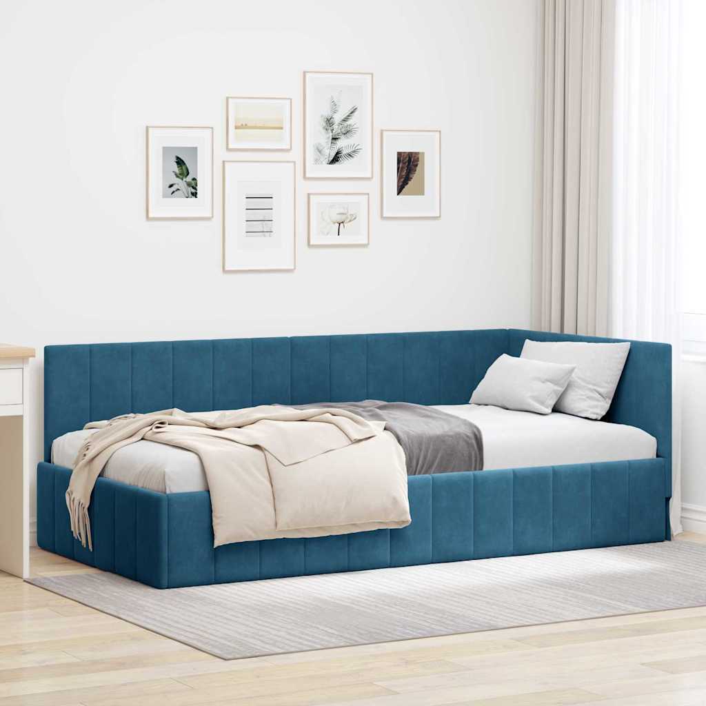 vidaXL Κρεβάτι Γωνίας Μπλε 100 x 200 cm Βελούδο