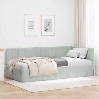 vidaXL Κρεβάτι Γωνίας Ανοιχτό γκρι 100 x 200 cm Βελούδο