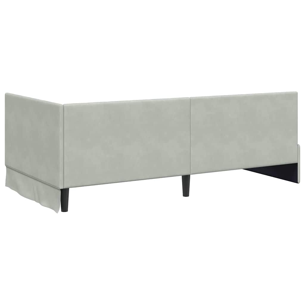 vidaXL Κρεβάτι Γωνίας Ανοιχτό γκρι 100 x 200 cm Βελούδο - Image 7