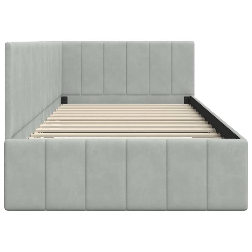 vidaXL Κρεβάτι Γωνίας Ανοιχτό γκρι 100 x 200 cm Βελούδο - Image 6
