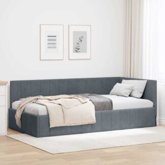 vidaXL Κρεβάτι Γωνίας Σκούρο Γκρι 100 x 200 cm Βελούδο