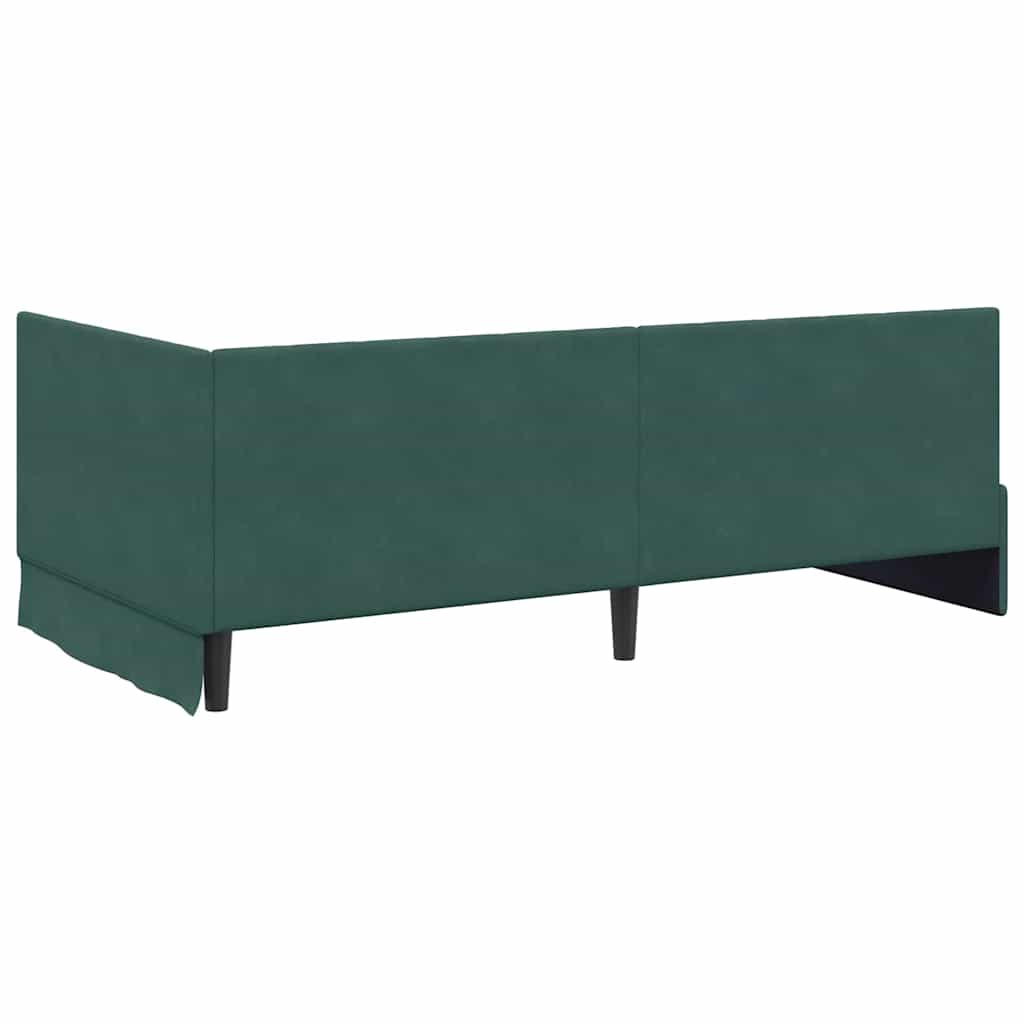 vidaXL Κρεβάτι Γωνίας Σκούρο Πράσινο 100 x 200 cm Βελούδο - Image 7