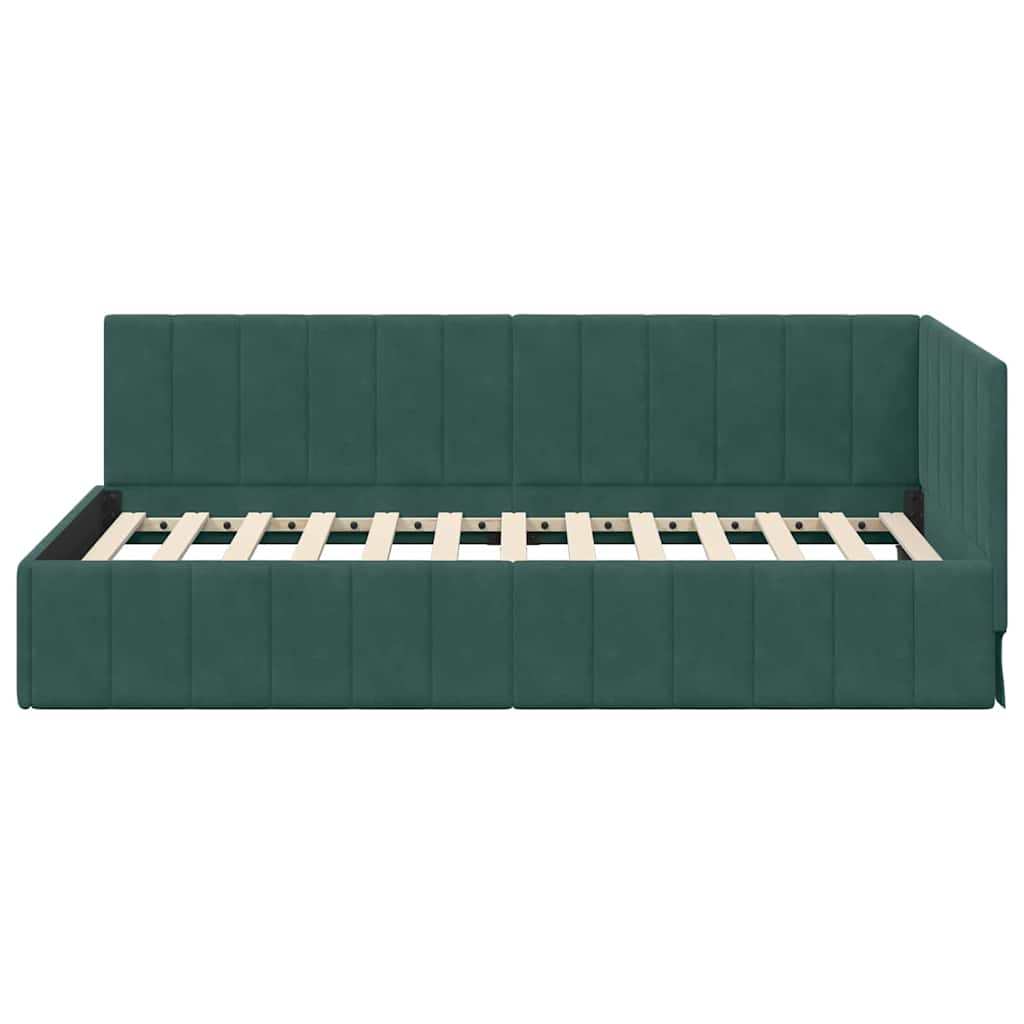 vidaXL Κρεβάτι Γωνίας Σκούρο Πράσινο 100 x 200 cm Βελούδο - Image 5