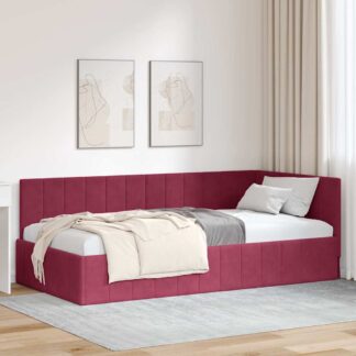 vidaXL Κρεβάτι Γωνίας Κόκκινο 100 x 200 cm Βελούδο