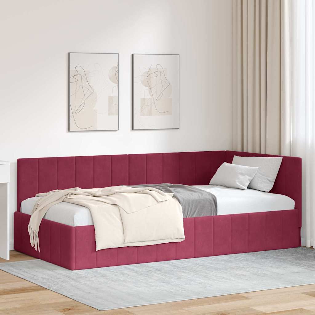 vidaXL Κρεβάτι Γωνίας Κόκκινο 100 x 200 cm Βελούδο