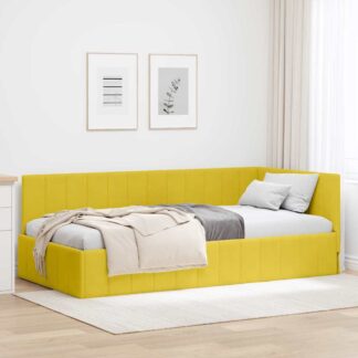 vidaXL Κρεβάτι Γωνίας Κίτρινο 100 x 200 cm Βελούδο