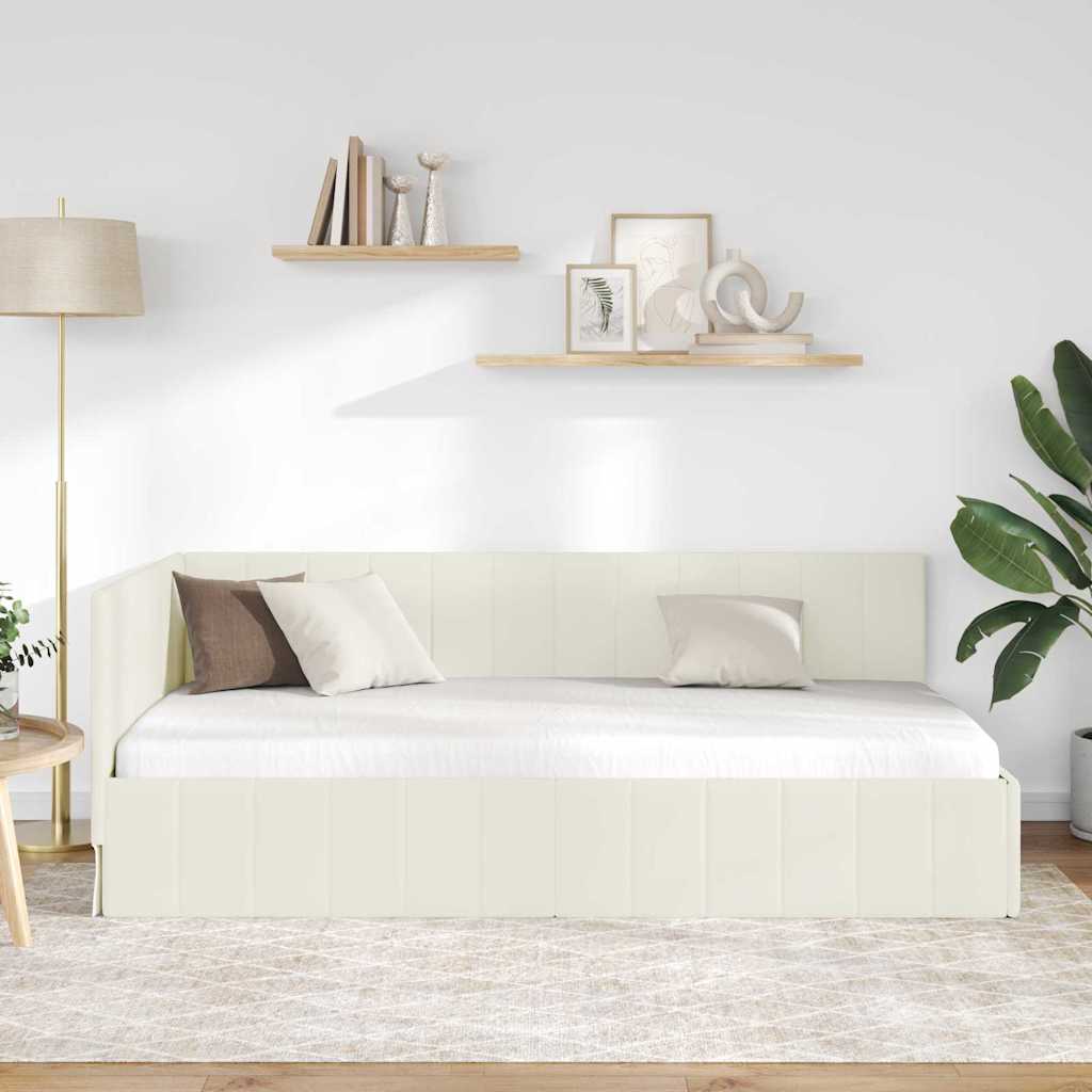 vidaXL Κρεβάτι Γωνίας Κρεμ 100 x 200 cm Βελούδο - Image 3