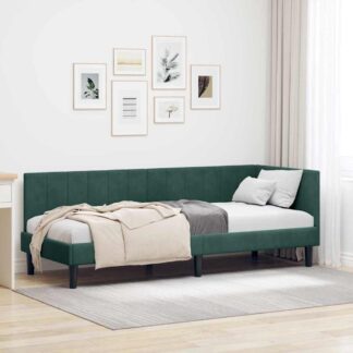 vidaXL Κρεβάτι Γωνίας Σκούρο Πράσινο 80 x 200 cm Βελούδο