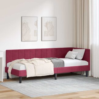 vidaXL Κρεβάτι Γωνίας Κόκκινο 80 x 200 cm Βελούδο