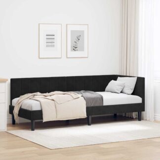 vidaXL Κρεβάτι Γωνίας Μαύρο 80 x 200 cm Βελούδο