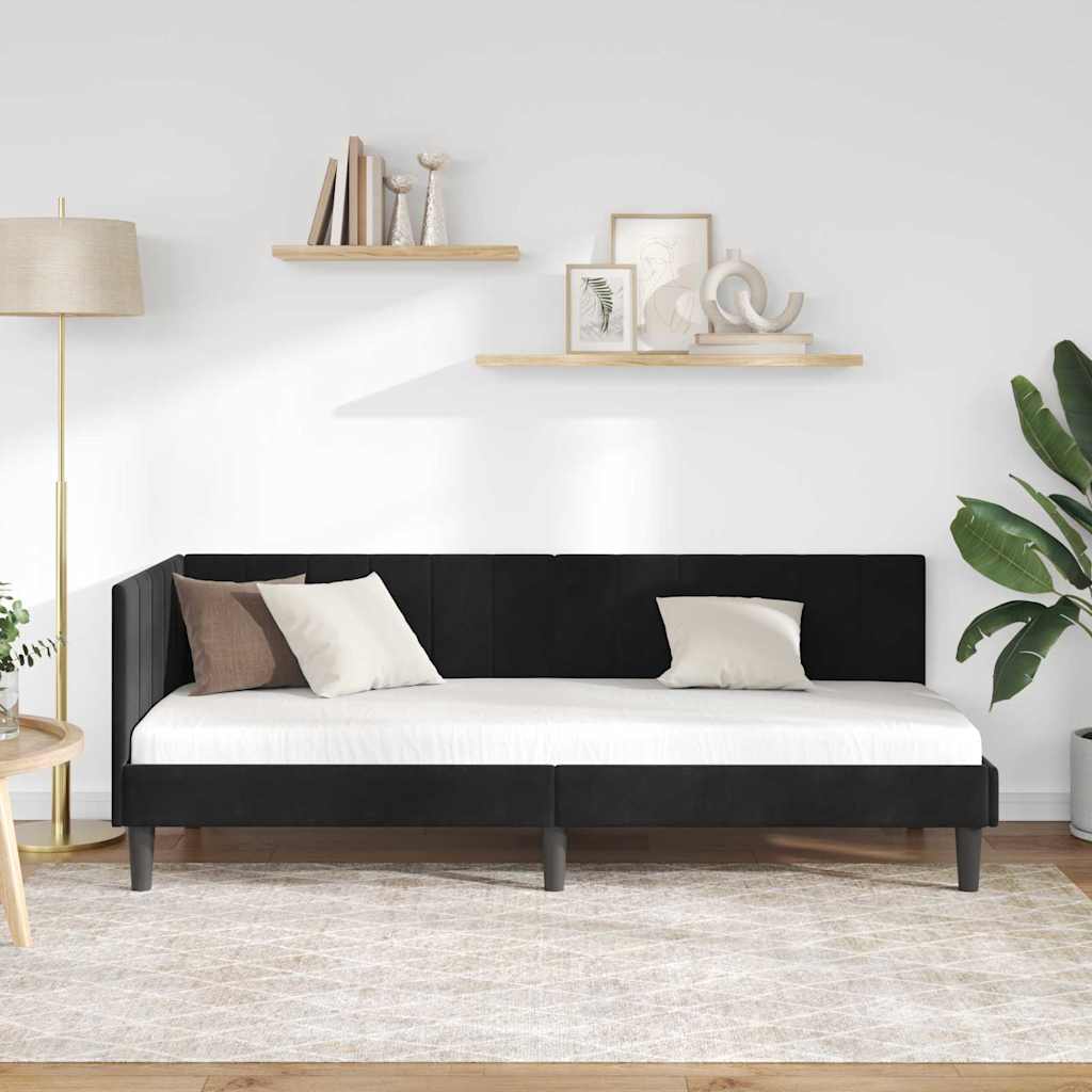 vidaXL Κρεβάτι Γωνίας Μαύρο 80 x 200 cm Βελούδο - Image 3