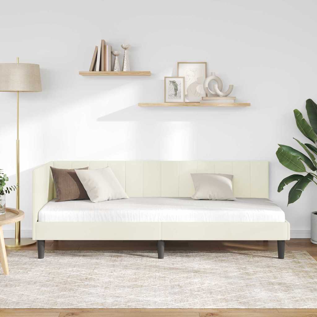 vidaXL Κρεβάτι Γωνίας Κρεμ 80 x 200 cm Βελούδο - Image 3