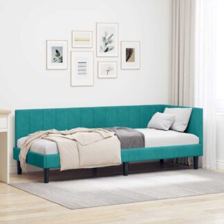 vidaXL Κρεβάτι Γωνίας Τιρκουάζ 80 x 200 cm Βελούδο