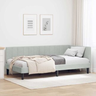 vidaXL Κρεβάτι Γωνίας Ανοιχτό γκρι 90 x 190 cm Βελούδο