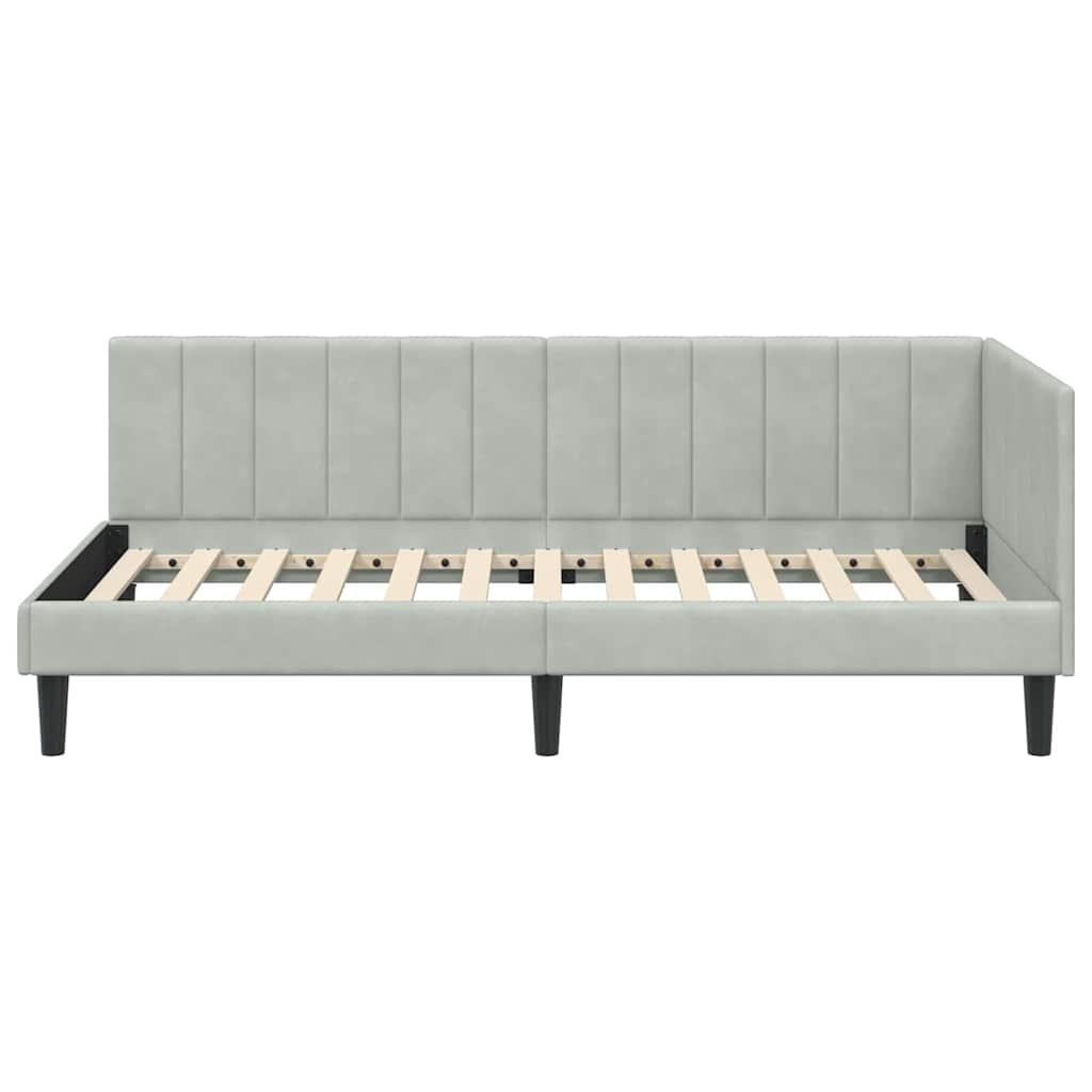 vidaXL Κρεβάτι Γωνίας Ανοιχτό γκρι 90 x 190 cm Βελούδο - Image 5