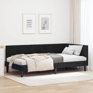 vidaXL Κρεβάτι Γωνίας Μαύρο 90 x 190 cm Βελούδο