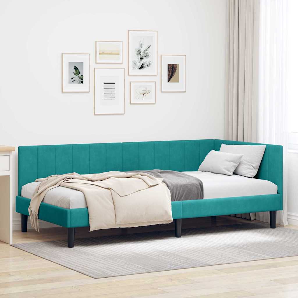 vidaXL Κρεβάτι Γωνίας Τιρκουάζ 90 x 190 cm Βελούδο