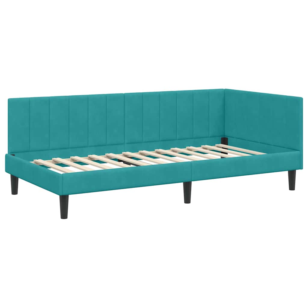 vidaXL Κρεβάτι Γωνίας Τιρκουάζ 90 x 190 cm Βελούδο - Image 4