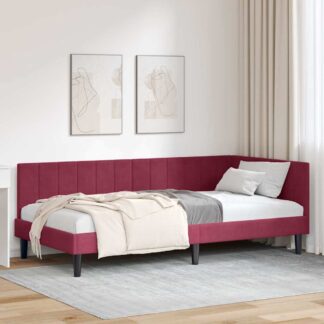 vidaXL Κρεβάτι Γωνίας Κόκκινο 90 x 200 cm Βελούδο