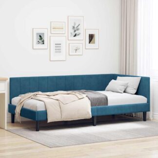 vidaXL Κρεβάτι Γωνίας Μπλε 100 x 200 cm Βελούδο