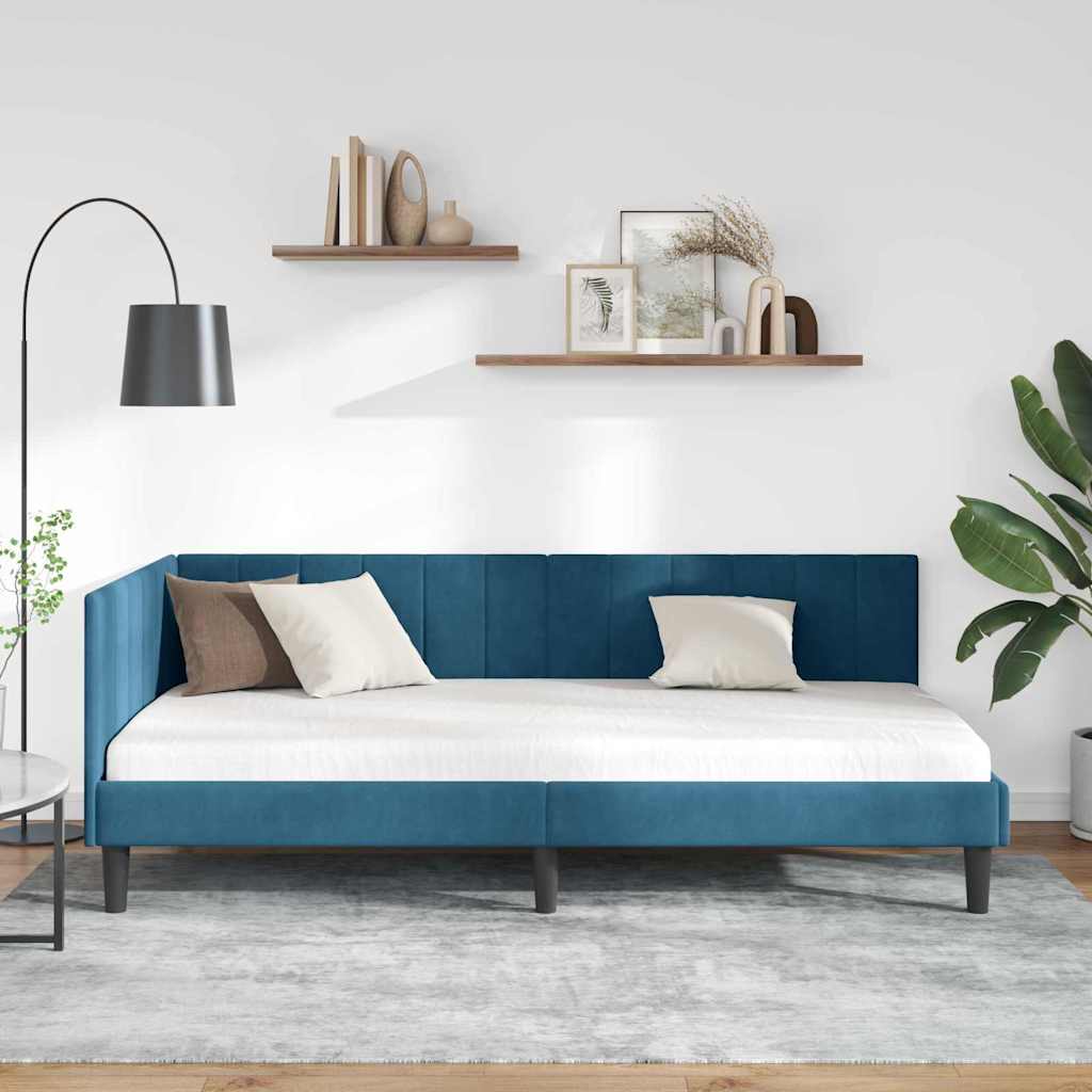vidaXL Κρεβάτι Γωνίας Μπλε 100 x 200 cm Βελούδο - Image 3