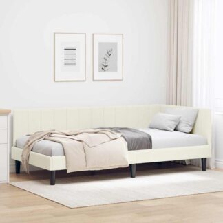 vidaXL Κρεβάτι Γωνίας Κρεμ 100 x 200 cm Βελούδο