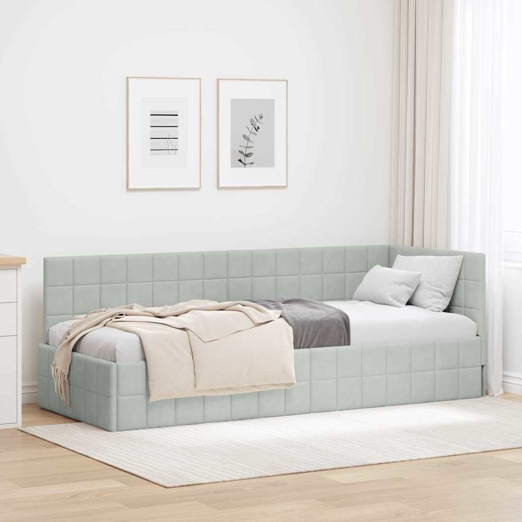 vidaXL Κρεβάτι Γωνίας Ανοιχτό γκρι 80 x 200 cm Βελούδο