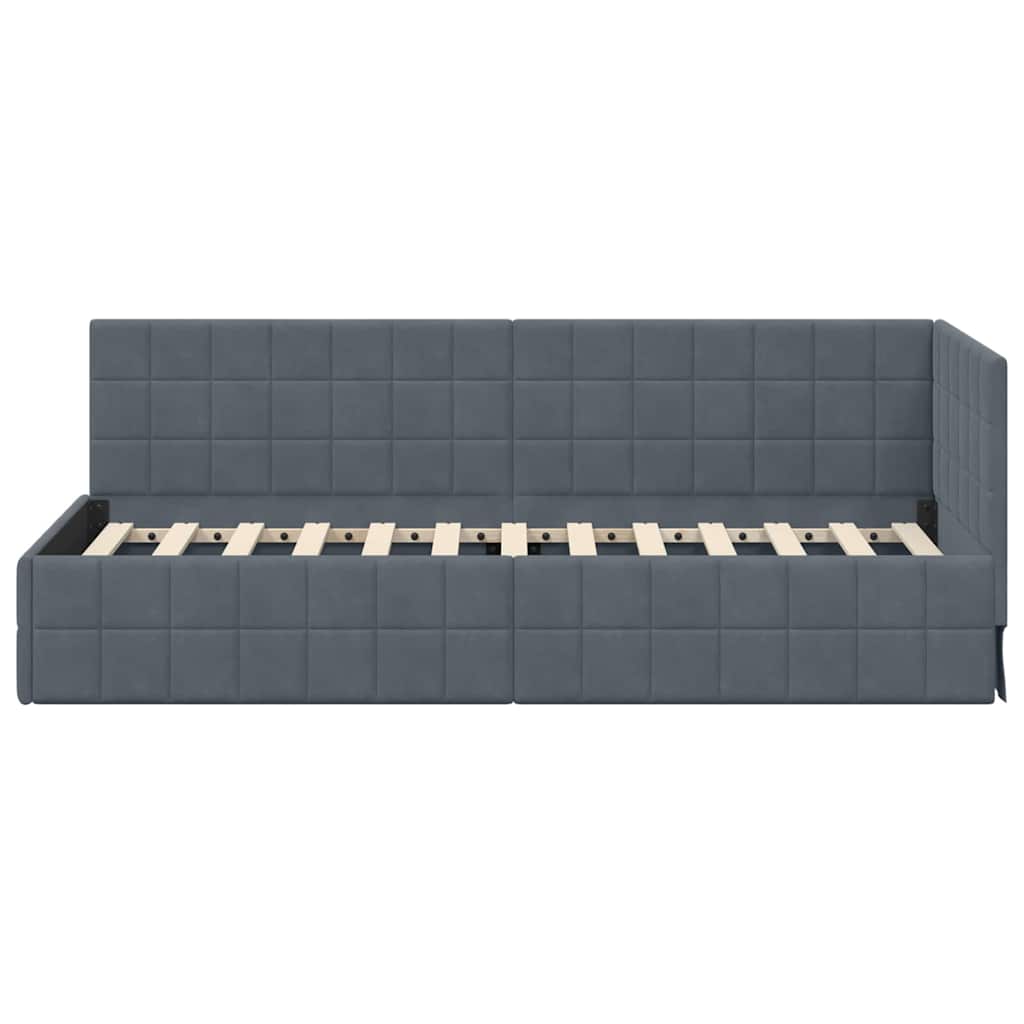 vidaXL Κρεβάτι Γωνίας Σκούρο Γκρι 80 x 200 cm Βελούδο - Image 5