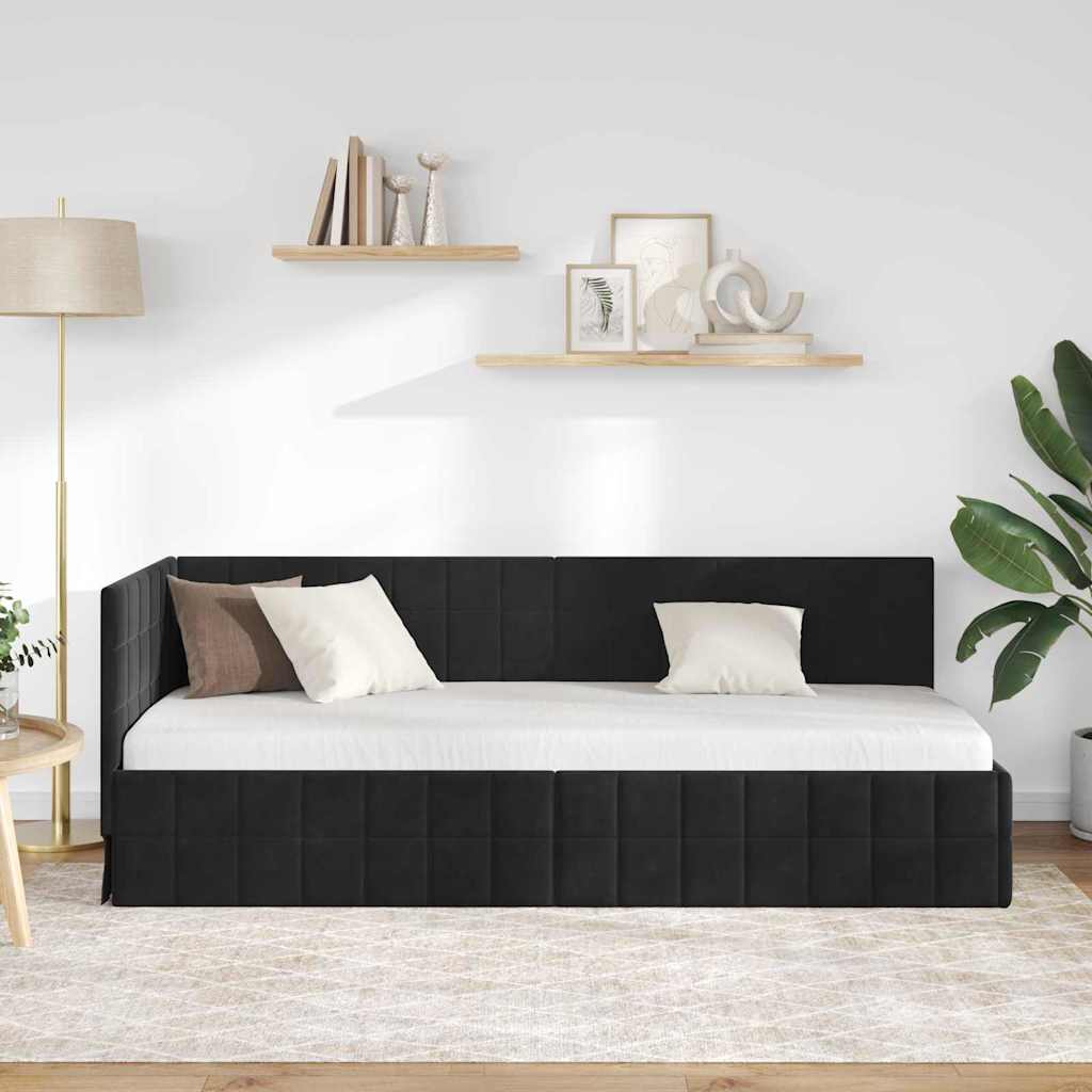 vidaXL Κρεβάτι Γωνίας Μαύρο 80 x 200 cm Βελούδο - Image 3