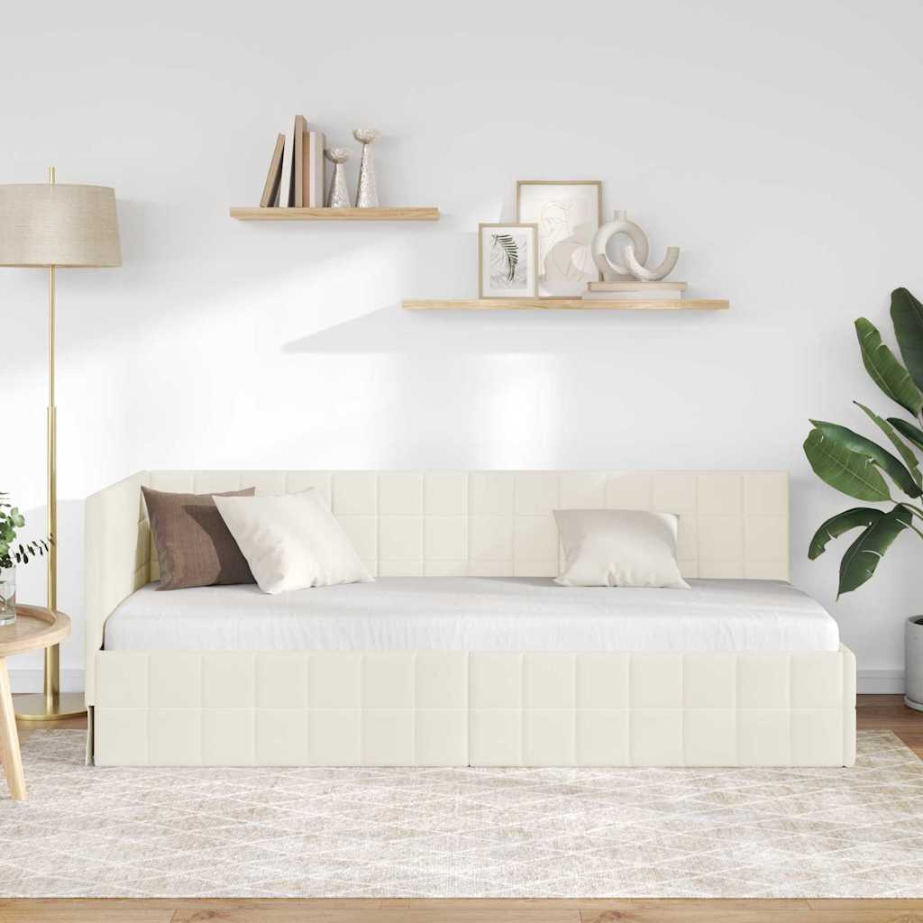 vidaXL Κρεβάτι Γωνίας Κρεμ 80 x 200 cm Βελούδο - Image 3