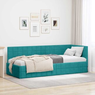 vidaXL Κρεβάτι Γωνίας Τιρκουάζ 80 x 200 cm Βελούδο