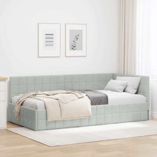 vidaXL Κρεβάτι Γωνίας Ανοιχτό γκρι 90 x 190 cm Βελούδο