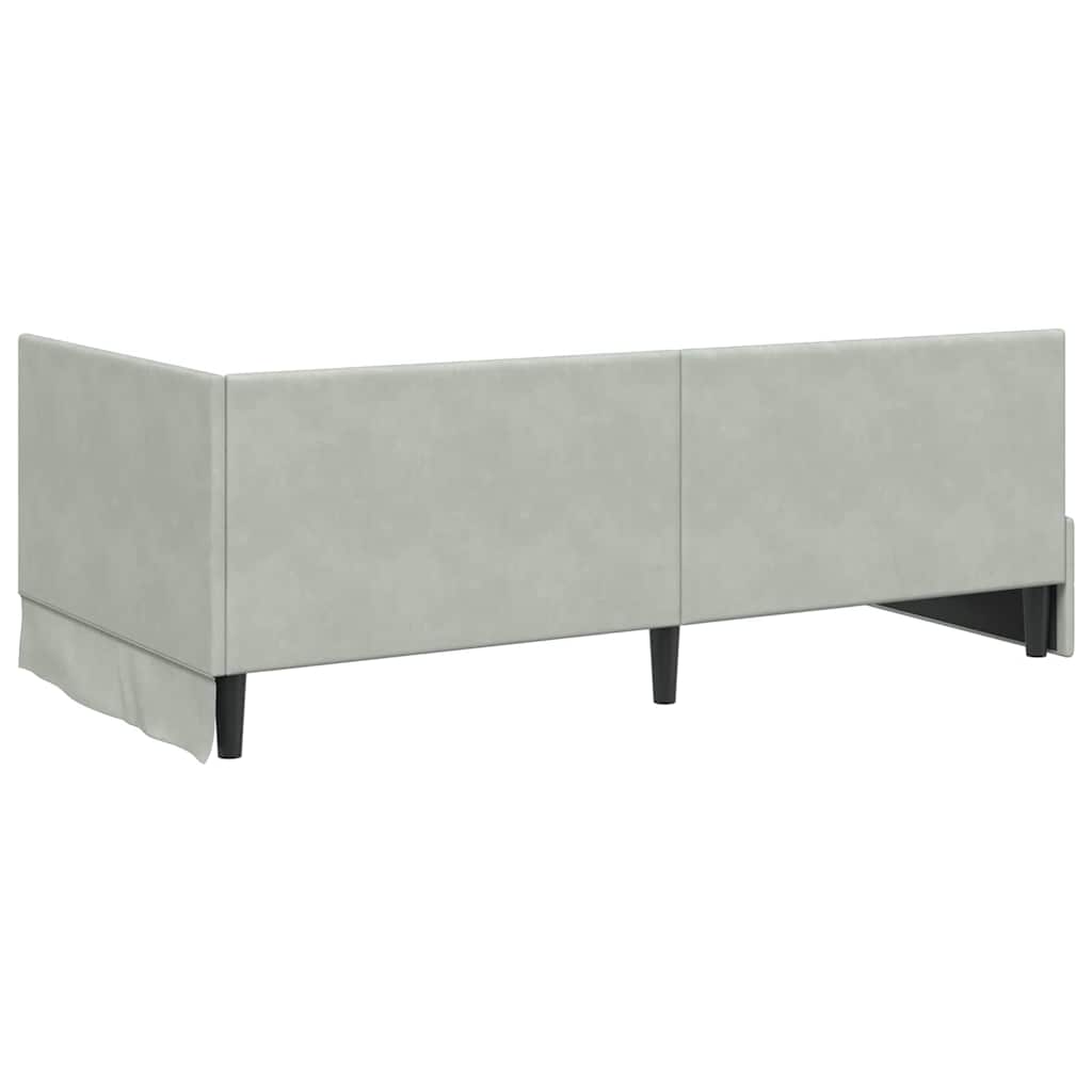 vidaXL Κρεβάτι Γωνίας Ανοιχτό γκρι 90 x 190 cm Βελούδο - Image 7