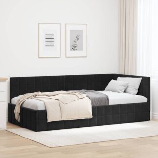 vidaXL Κρεβάτι Γωνίας Μαύρο 90 x 190 cm Βελούδο