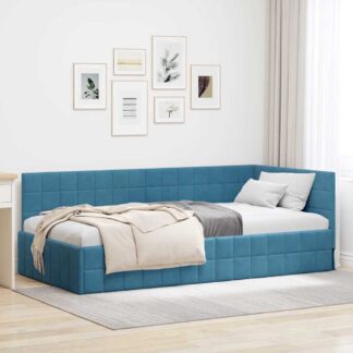 vidaXL Κρεβάτι Γωνίας Μπλε 90 x 200 cm Βελούδο